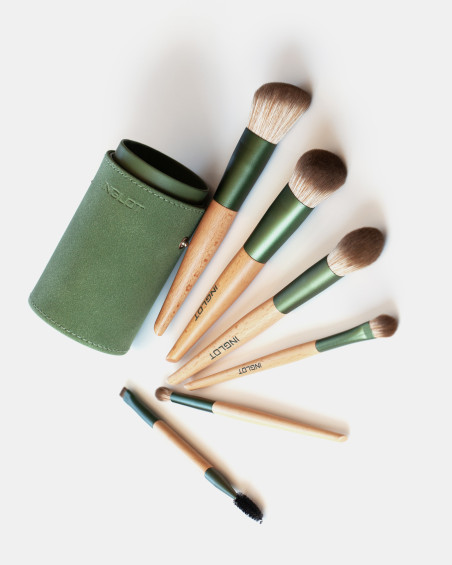 Set De Pinceaux Maquillage Dans Un ÉTui (Vert)