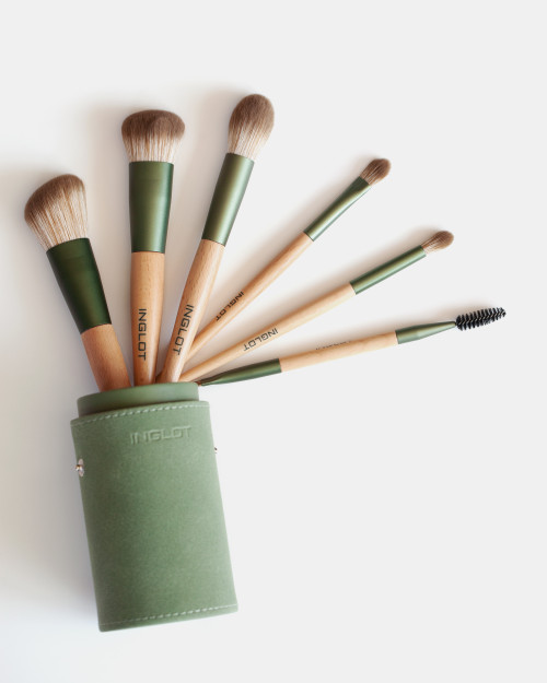 Set De Pinceaux Maquillage Dans Un ÉTui (Vert)